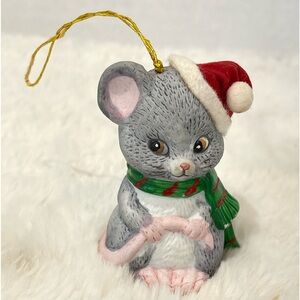Vintage J.S.N.Y porcelain mouse ornament holding it’s tail